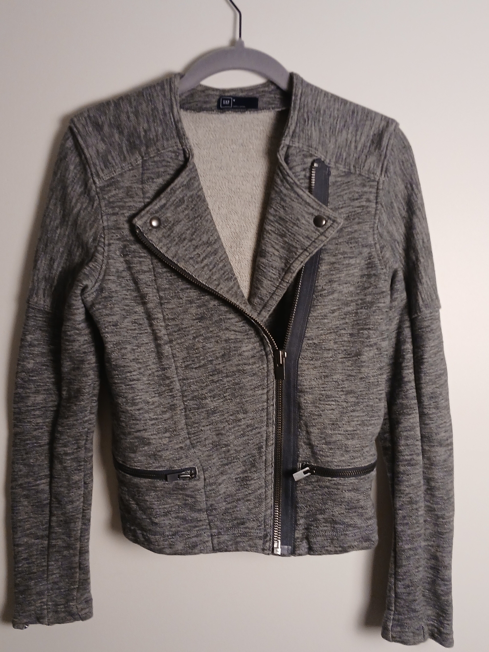 GAP Heather Gray Asymmetrical Zip Moto Jacket
